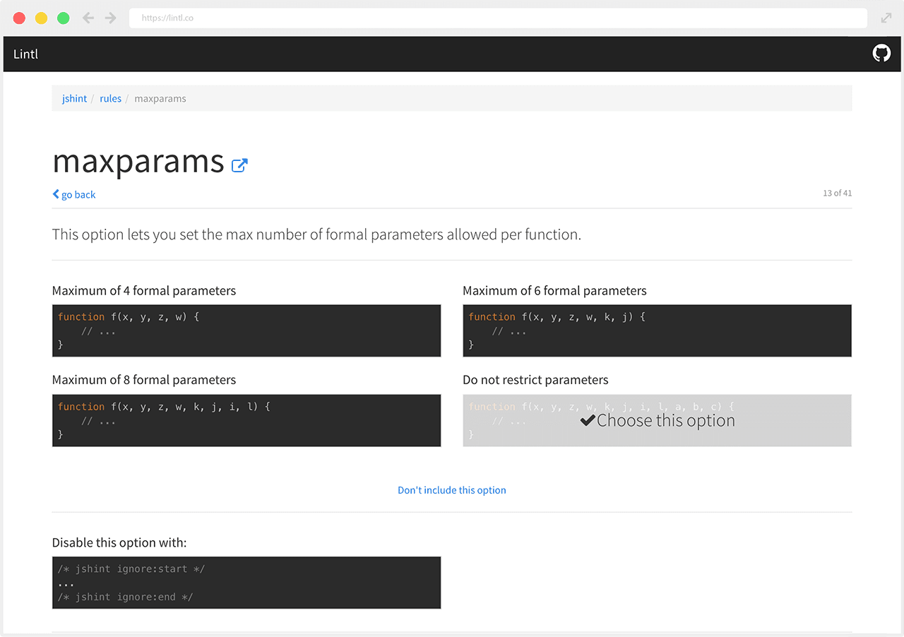 lintl maxparams rule