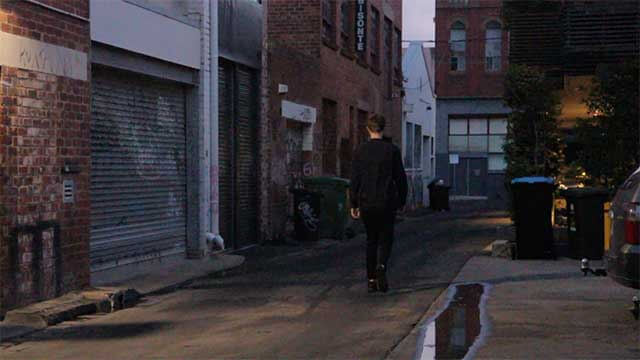 Luke walking down a laneway, sequence